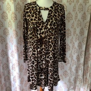 Christian Caliendo leopard print swing dress Made in USA  M